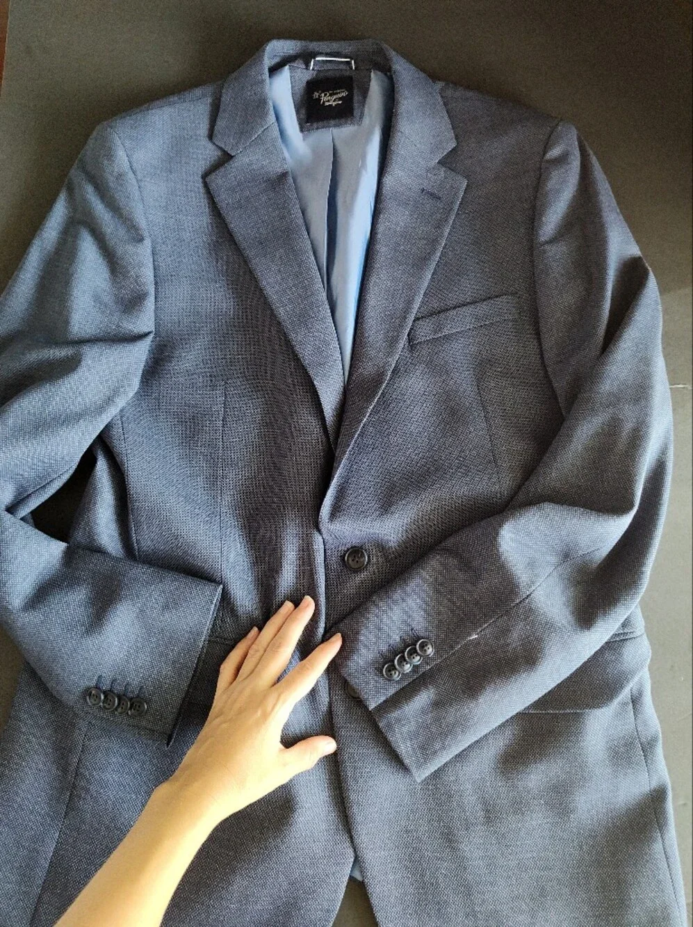 Original Penguin Navy Textured Sport Coat with Light Blue Lining Mens Size 44L